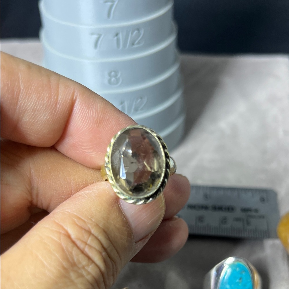 Stunning Gold and Silver Women's Smoky Stone Ring 7.5